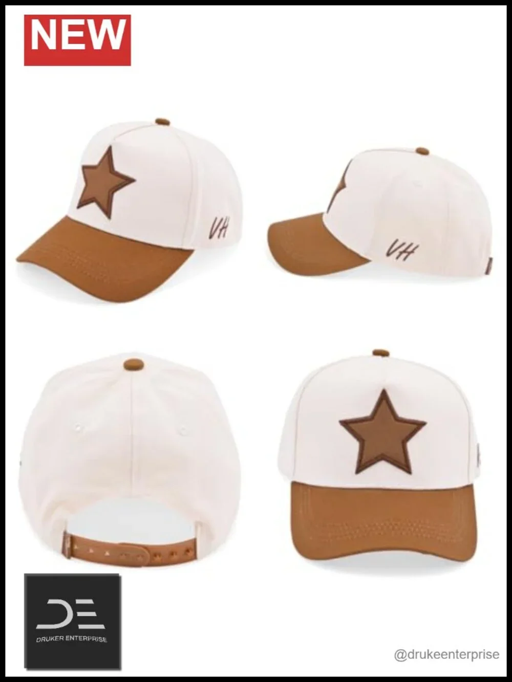 Vintage Western Snapback Trucker Hat - Adjustable Star Closure Cotton Cap